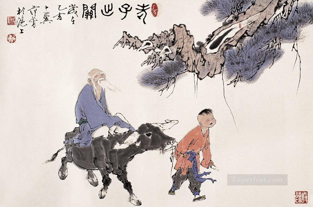 Fangzeng corydon and grandfather old Chinese Oil Paintings